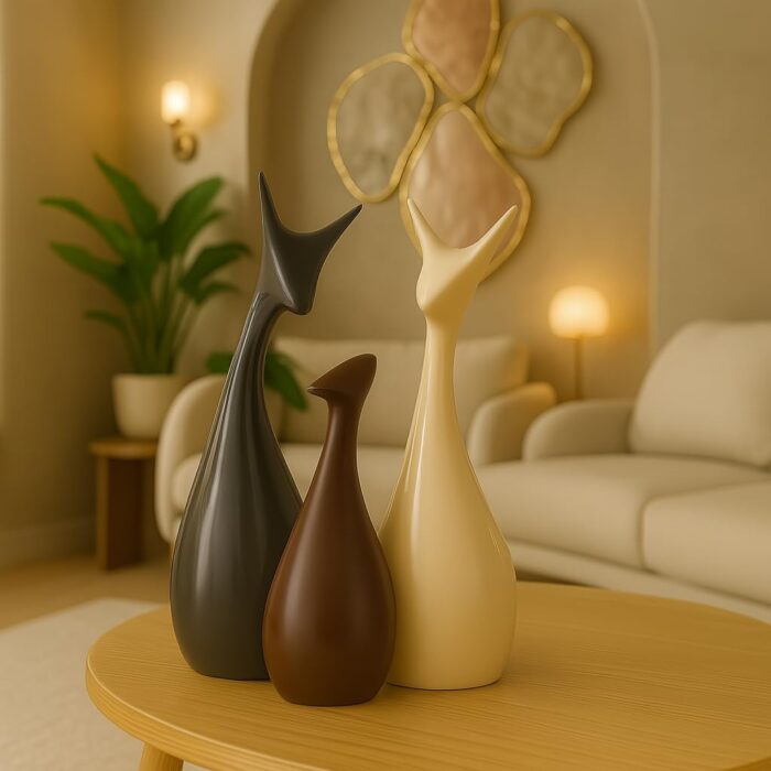 Home Decor Lucky Deer Family Matte Finish Ceramic - Image 1