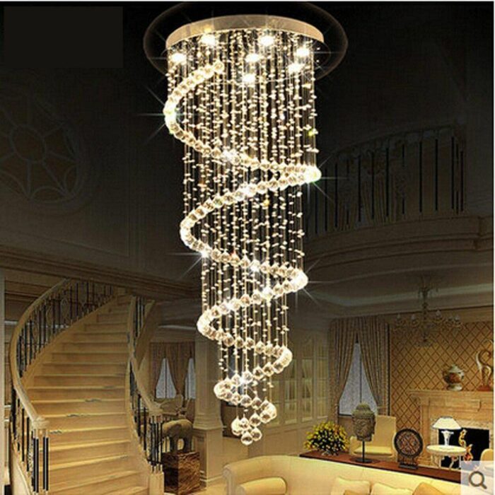 Modern Crystal Chandelier Spectacular LED Spiral Lighting - Image 1