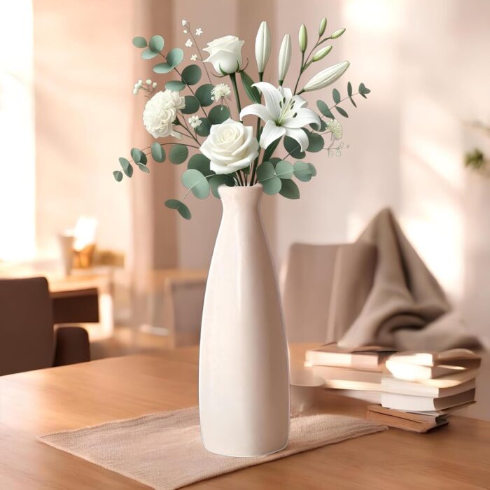 PulGos White Ceramic Flower Vase - Image 1