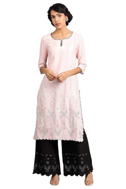Woman Women's Rayon Solid Straight Kurta