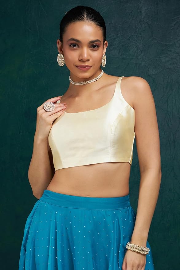 Womens Taffeta Solid Sleeveless Padded Blouse Womens Taffeta Solid Sleeveless Padded Blouse - Image 1